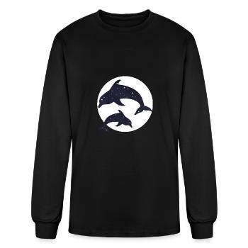 Night Swimming Aquaculturist Gift - Men's Long Sleeve T-Shirt - black - Front