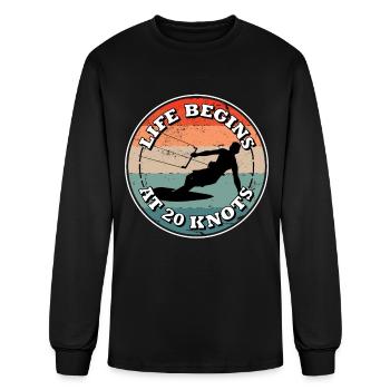 Life Begins At 20 Knots Kitesurfing Kite Surfer - Men's Long Sleeve T-Shirt - black - Front