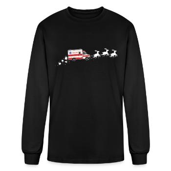 Ambulance Santa Christmas Sleigh - Funny Ambulance - Men's Long Sleeve T-Shirt - black - Front