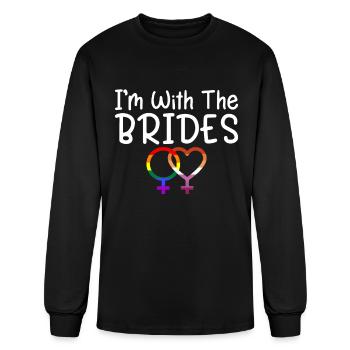 I'm With The Brides - Lesbian Wedding Gay Marriage - Men's Long Sleeve T-Shirt - black - Front