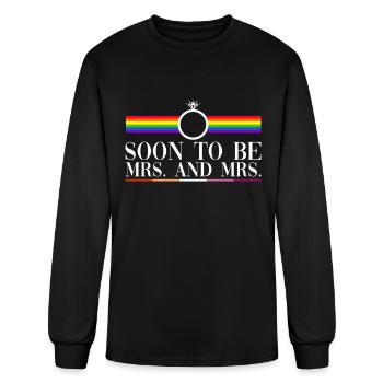 Soon To Be Mrs. And Mrs. - Lesbian Wedding Gay - Men's Long Sleeve T-Shirt - black - Front
