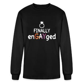 Finally EnGAYged - Lesbian Wedding Gay Marriage - Men's Long Sleeve T-Shirt - black - Front