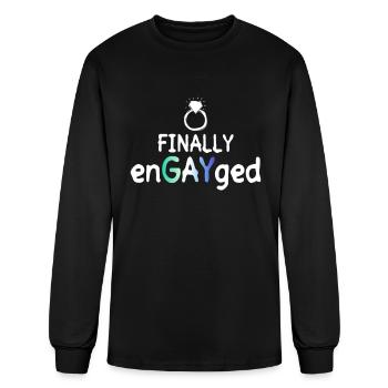 Finally EnGAYged - Gay Bachelor Party Gay Marriage - Men's Long Sleeve T-Shirt - black - Front