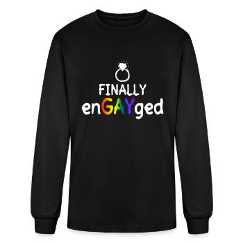 Finally EnGAYged - Gay Bachelor Party Gay Marriage - Men's Long Sleeve T-Shirt - black - Front