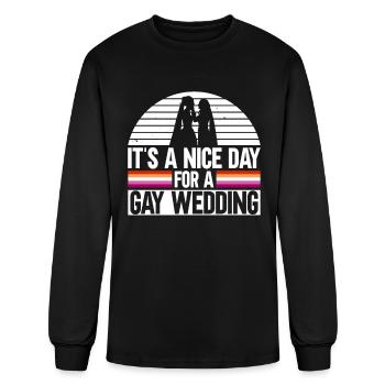 It's A Nice Day For A Gay Wedding - Lesbian - Men's Long Sleeve T-Shirt - black - Front