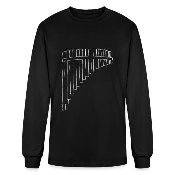 Pan Flute Oneline Art - Pan Flute Musical - Men's Long Sleeve T-Shirt - black - Front