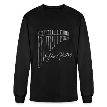 Pan Flute Oneline Art - Pan Flute Musical - Men's Long Sleeve T-Shirt - black - Front