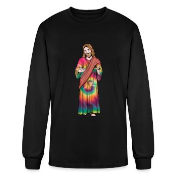 Jesus With Tie-Dye Robe - Hippie Christmas - Men's Long Sleeve T-Shirt - black - Front
