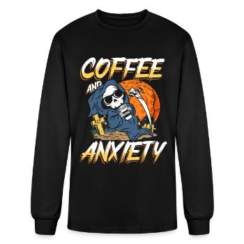 Coffee and anxiety | restlessness skull - Men's Long Sleeve T-Shirt - black - Front
