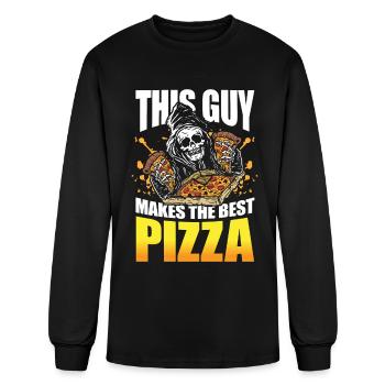 This guy makes the best pizza | delicious italian - Men's Long Sleeve T-Shirt - black - Front