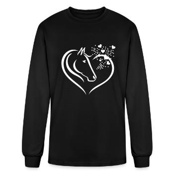 Animal Motif Horses Horse Portrait Heart Gift - Men's Long Sleeve T-Shirt - black - Front