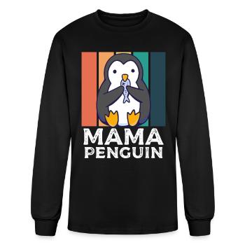 Penguin Mama Flightless Bird Lover Mother's Day - Men's Long Sleeve T-Shirt - black - Front