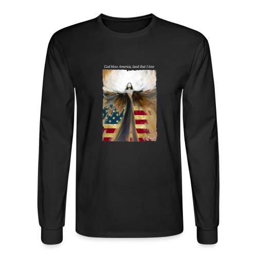 God bless America Angel_Strong color_white type - Men's Long Sleeve T-Shirt