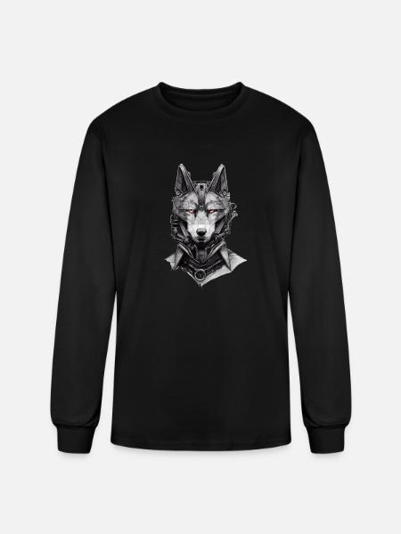 Android Wolf T-shirt - Men's Long Sleeve T-Shirt - black
