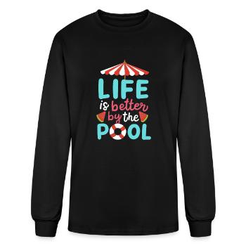 Pool Swimming Summer - Men's Long Sleeve T-Shirt - black - Front