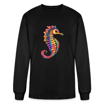 Sea Horse Splash for Water Lovers Oceanic Marine - Men's Long Sleeve T-Shirt - black - Front