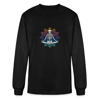 Yoga Meditation Skeleton I Funny Sarcastic - Men's Long Sleeve T-Shirt - black - Front