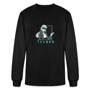 Techno Manga Anime Girl - Men's Long Sleeve T-Shirt - black - Front