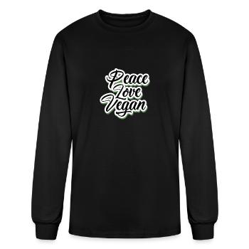 Peace Love Vegan - Animal Love & Food - Men's Long Sleeve T-Shirt - black - Front
