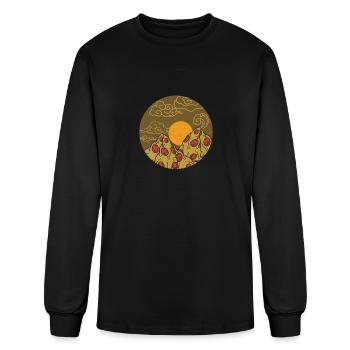 Pizza salami volcano with cheese lava - Men's Long Sleeve T-Shirt - black - Front