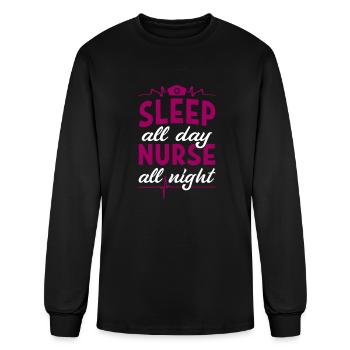 Sleep All Day Nurse All Night - Men's Long Sleeve T-Shirt - black - Front