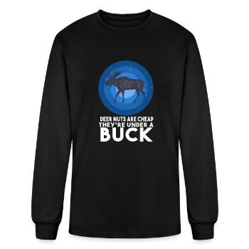 Funny Hunting Deer Nuts Are Cheap They re Under A - Men's Long Sleeve T-Shirt - black - Front