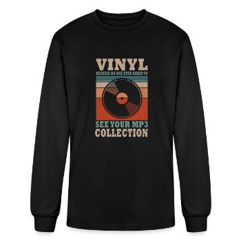 Funny Vinyl Record Phonograph No One Asks About - Men's Long Sleeve T-Shirt - black - Front