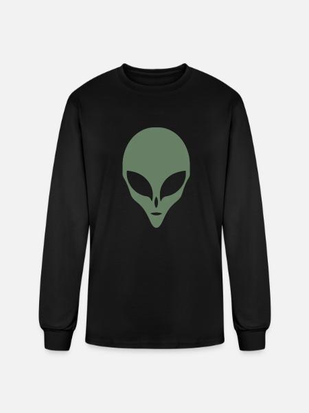 Alien Silhouette Head Face - Men's Long Sleeve T-Shirt - black
