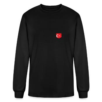 Drapeau turc en forme de poche - T-shirt à manches longues Homme - noir - Devant