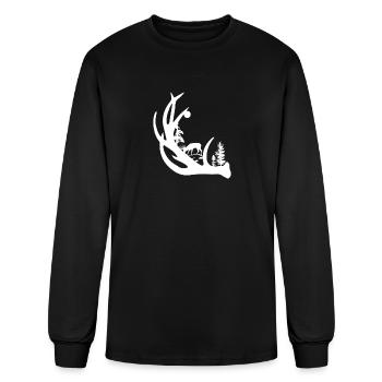 Deer Antler with Buck forest - Men's Long Sleeve T-Shirt - black - Front