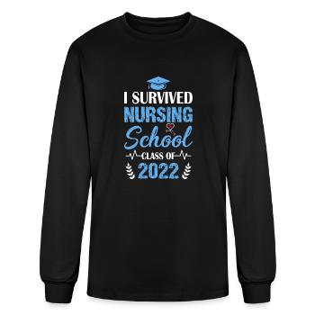 I Survived Nursing School Class Of 2022 - Men's Long Sleeve T-Shirt - black - Front