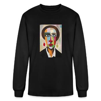 Lady with earrings - Men's Long Sleeve T-Shirt - black - Front