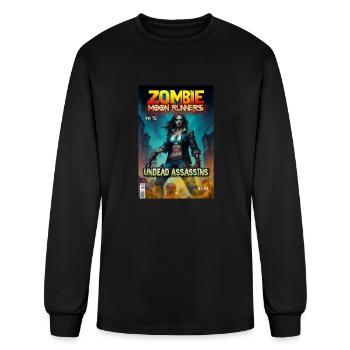 Zombie Comic Book Graphic - Men's Long Sleeve T-Shirt - black - Front