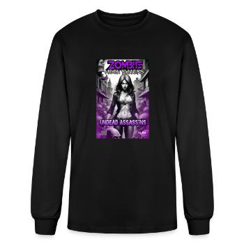 Zombie Comic Book Graphic - Men's Long Sleeve T-Shirt - black - Front