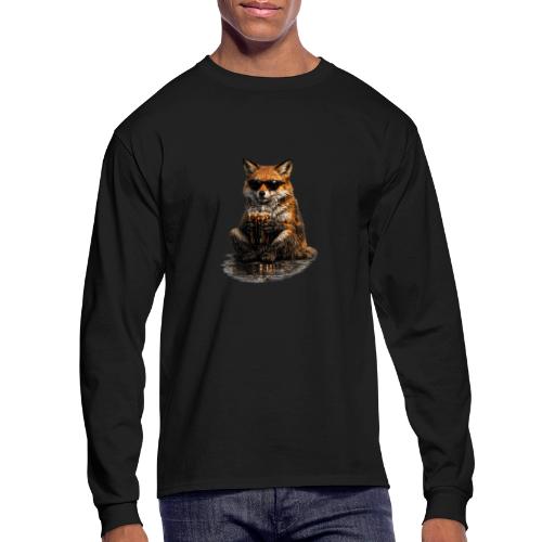 Cool Red Fox Wearing Sunglasses Drinking Coffee - Men's Long Sleeve T-Shirt