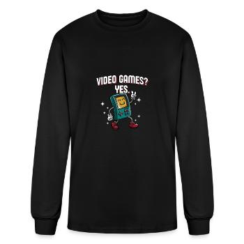 Video Games Yes Funny Gamer Humor Gaming Online Ga - Men's Long Sleeve T-Shirt - black - Front