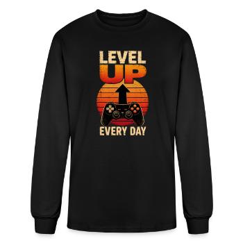 Level Up Daily Gamer Motif - Men's Long Sleeve T-Shirt - black - Front