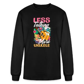 Less Talking More Ukulele Funny Hawaiian Musician - Men's Long Sleeve T-Shirt - black - Front