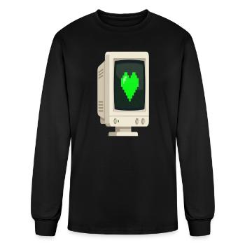 Pixel Heart on Retro CRT - Men's Long Sleeve T-Shirt - black - Front