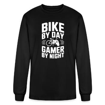 Bike By Day Gamer By Night - Men's Long Sleeve T-Shirt - black - Front