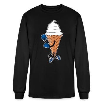 Funny Boxing Sports Ice Cream Cone Cartoon - Men's Long Sleeve T-Shirt - black - Front