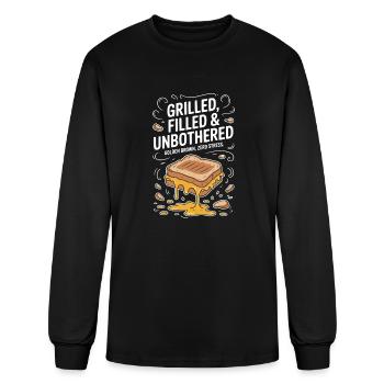 Grilled, Filled & Unbothered - Men's Long Sleeve T-Shirt - black - Front
