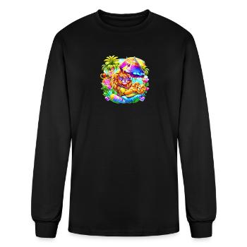 The Lion Lounging on the seaside hammock - Men's Long Sleeve T-Shirt - black - Front
