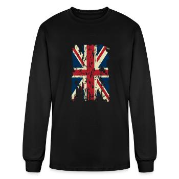 Retro Distressed Union Jack Flag Great Britain - Men's Long Sleeve T-Shirt - black - Front