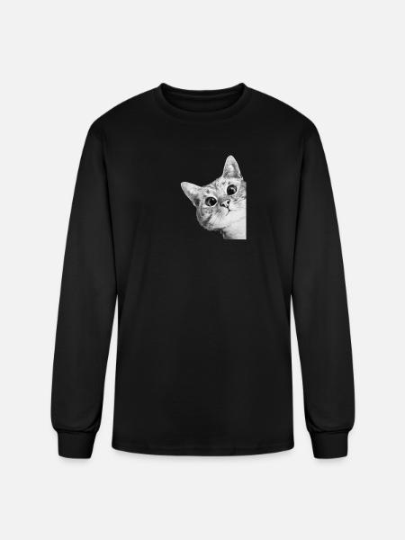 Curious Kitten Mono Sketch - Men's Long Sleeve T-Shirt - black