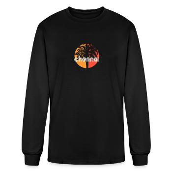 Chennai India Artistic Vacation Souvenir Palm Tree - Men's Long Sleeve T-Shirt - black - Front