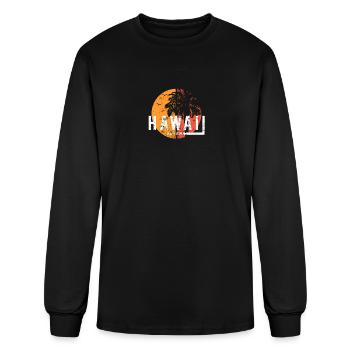 Artistic Oahu Hawaii Cool Vacation Souvenir Palm - Men's Long Sleeve T-Shirt - black - Front