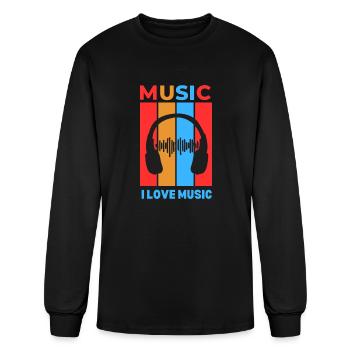 Black Minimalist Music - i love music - Men's Long Sleeve T-Shirt - black - Front