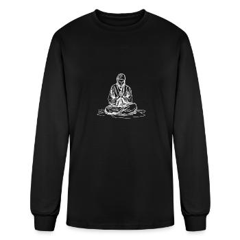 Young Monk In Deep Meditation - Men's Long Sleeve T-Shirt - black - Front