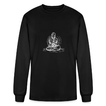 Jeune moine bouddhiste en méditation profonde - T-shirt à manches longues Homme - noir - Devant